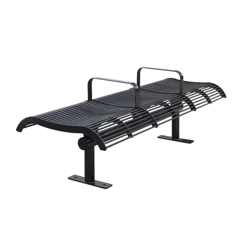 Outdoor Furniture 3 Seater Metal Backless Bench Public Park Steel Bench Seating Outside Garden Patio No Back Seat Bench