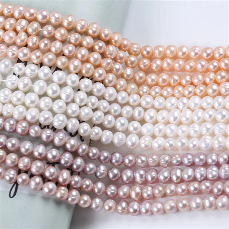 ZHUJI Wholesale Natural 7-8mm White Pink Purple Potato Shape Freshwater Loose Pearls Jewelry Grade a Third Party Certified