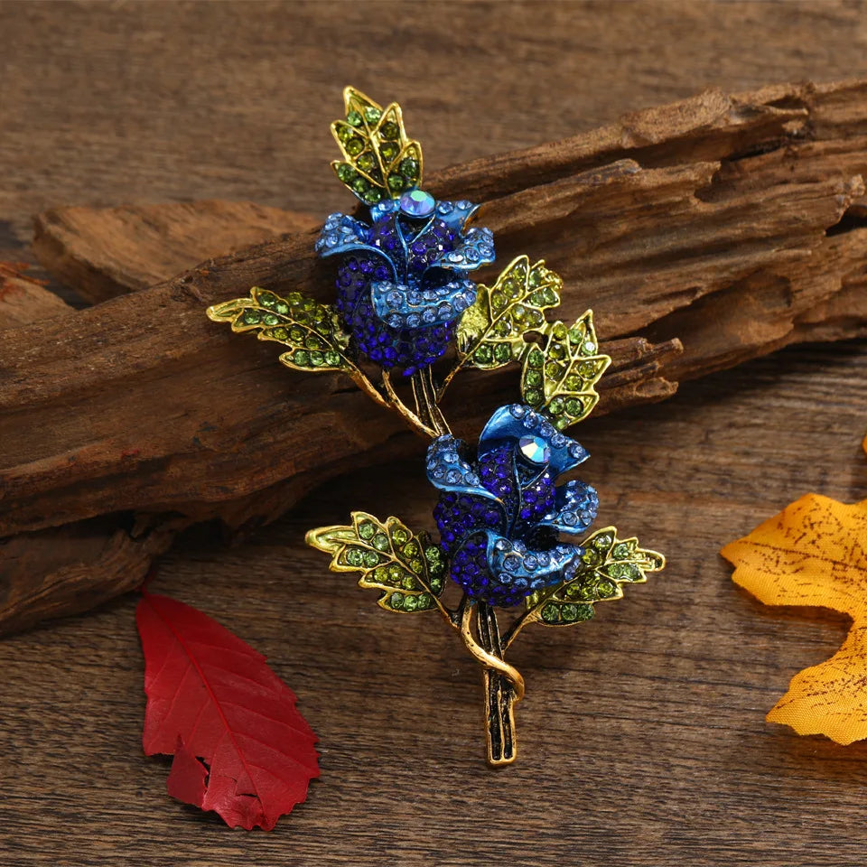 MT012136 Fashion Rose Flower Brooch Women Crystal Brooch Jewelry