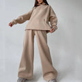 L23099 Two Piece Set Women Clothing Winter Jogger Jumpers Gym Custom Workout Fleece Loose Oversize Sweatshirt Jogger Set
