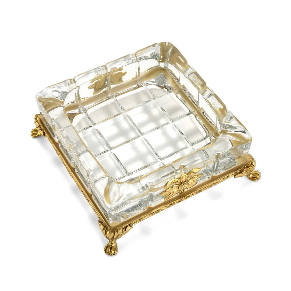 CIGARLOONG Classic High Quality Luxury Ashtray Transparent Glass Non-slip Bottom Large Diameter Four Slot Cigar Ashtray