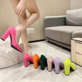 Spring and Autumn New Large  Solid Light Heel Rubber Women's High Heels  087