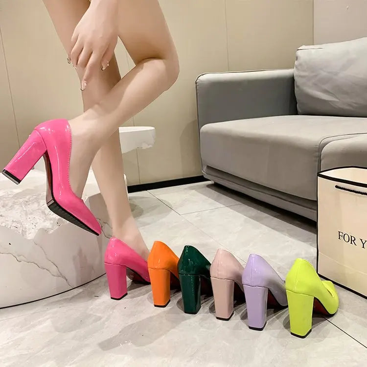 Spring and Autumn New Large  Solid Light Heel Rubber Women's High Heels  087