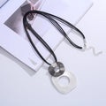 TongLing European Black Multi Black Rope Layered Necklace Two Tone Big Large Irregular Loop Circle Ring Pendant Necklace
