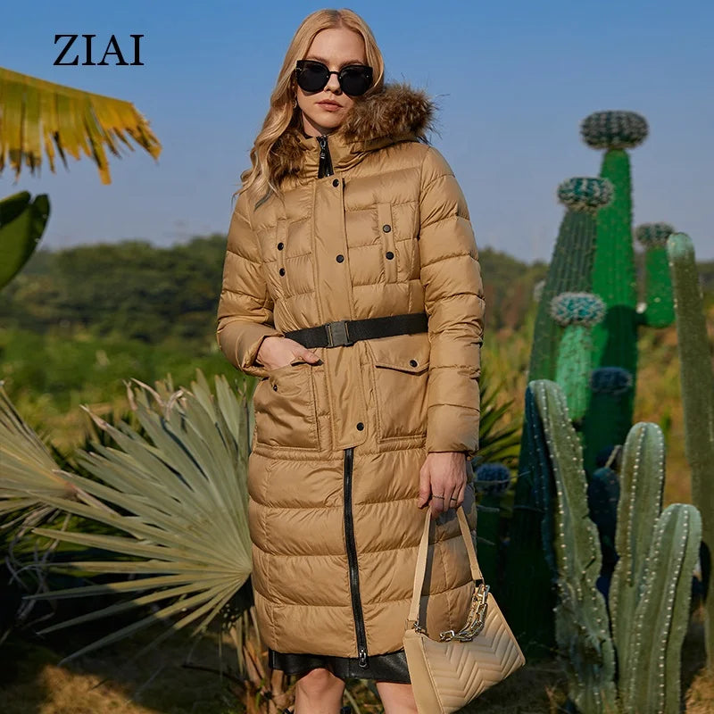 Directly Supply Wholesale Women Long Warm Padded Parka Coats With Real Fur Belt  Ladies Winter Coats Plus Size Coats