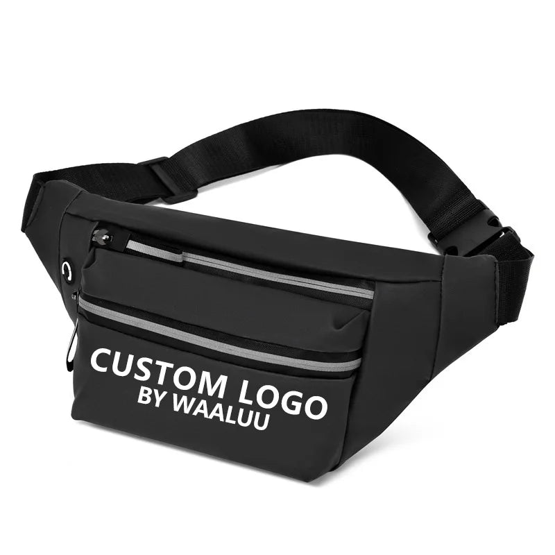 WAALUU Wholesale Custom Outdoor Waist Bag Waterproof Bum Bag Running Jogging Belt Pouch Male Fanny Pack Casual Chest Bag