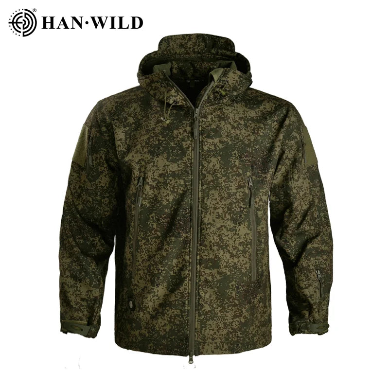 Jackets With Hood Green Black Camouflage Men's Large Size Sports Soft Shell Men's Jacket