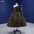 Jancember RSM67098 Shiny Black and Gold Turkey One Shoulder Luxury Evening Party Women Dresses