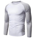 New Men's Color Blocked Top Men's Long Sleeved T-shirt Splicing Round Neck Quick Dry Sport T-shirt