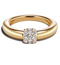 Vintage 18K Gold Plated 925 Silver Triple Diamond Domed Rings Fine Beautiful Jewelry