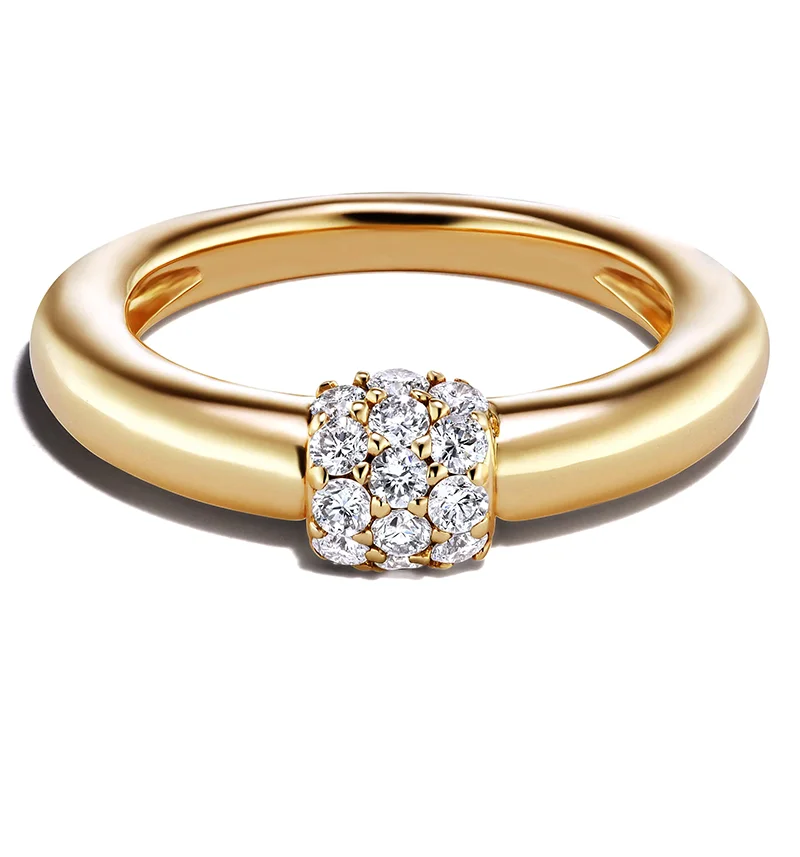 Vintage 18K Gold Plated 925 Silver Triple Diamond Domed Rings Fine Beautiful Jewelry