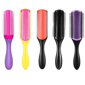 9 Row Paddle Detangling ABS Styling Hairbrush Tangle Tamer Nylon Bristle Anti-static Waterproof Vent Straight Curly Hair Brush
