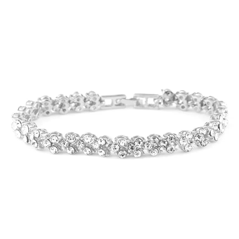 AA00096 Women Bracelet Shiny Full Diamond Roman Crystal Bracelets Simple Rhinestone Bracelet Bangle for Women