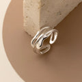 Geometric 925 Sterling Silver Multi-Layer Wave Finger Adjustable Rings Wholesale for Women