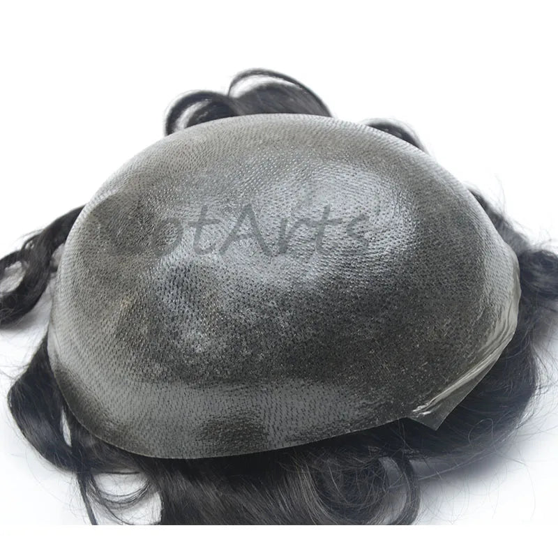 Thin Skin Type Pu Toupee Hair Wigs Real  Human Hair Full Pu Toupee