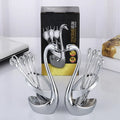 Swan Creative Tableware Set Disposable Zinc Alloy Fruit Fork Spoon Fashionable Western Design for Coffee Spoon Base Included