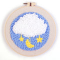 Beginner Cross Stitch Rug Kit 20x20cm Flower Cloud Embroidery Design Cotton Fabric DIY Needlework Hoop Threader Punch Needle