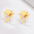 China Jewelry Supplier's Geometric Triangle Stud Earrings Gold-Plated Stainless Steel Trendy for Weddings Parties Men Women