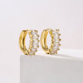 DAIHE Copper Plated 18k Gold Zircon Earring Women Light Luxury Senior Retro Earrings