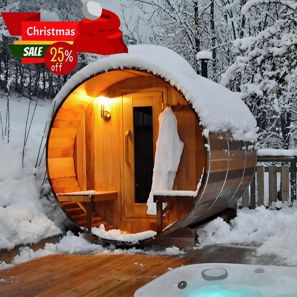 ENJOY ES-402 Hot Sale Modern Red Cedar Cube Outdoor Sauna Room Solar Powered Eco-Friendly Design Oxygen Ionizer CE Certified for