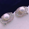 Hypoallergenic 6mm Natural White Freshwater Bread Pearl Earrings Planet Earrings Jewelry for Girls Ear Needles Design