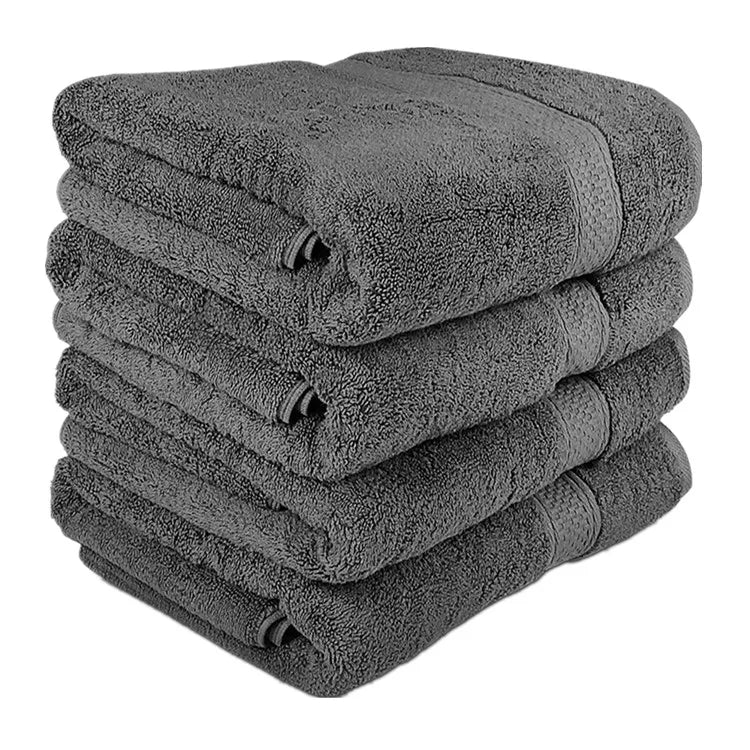 Grey Bath Towel Cotton Plush Bath Towel Set Monogrammed Hotel Bath Towels