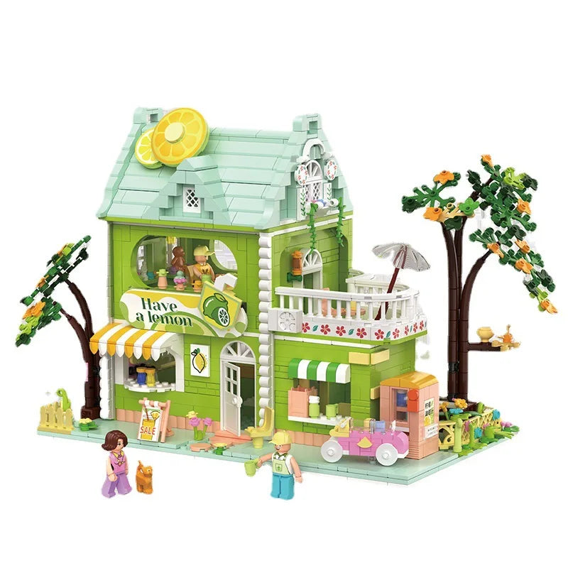 Micro-Particle ABS Mini Street View Ideas Architecture Model Bricks House Building Blocks and Dolls House Play Set Toy for Kids