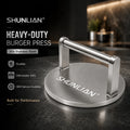 Heavy-Duty Stainless Steel Silver Grill Press Metal Handle Outdoor Cooking BBQ Tool for Patio Beach