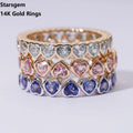Starsgem Colorful Beautiful Fancy 14k Rose Yellow White Gold Lab Ruby Sapphire Eternity Rings for Sale in Stock