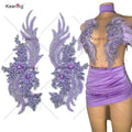 WDP-303 Keering New Color Beaded Flower Rose Gold Small Crystal Lavender Rhinestone Bodice Applique Vermelhos for Prom Dress