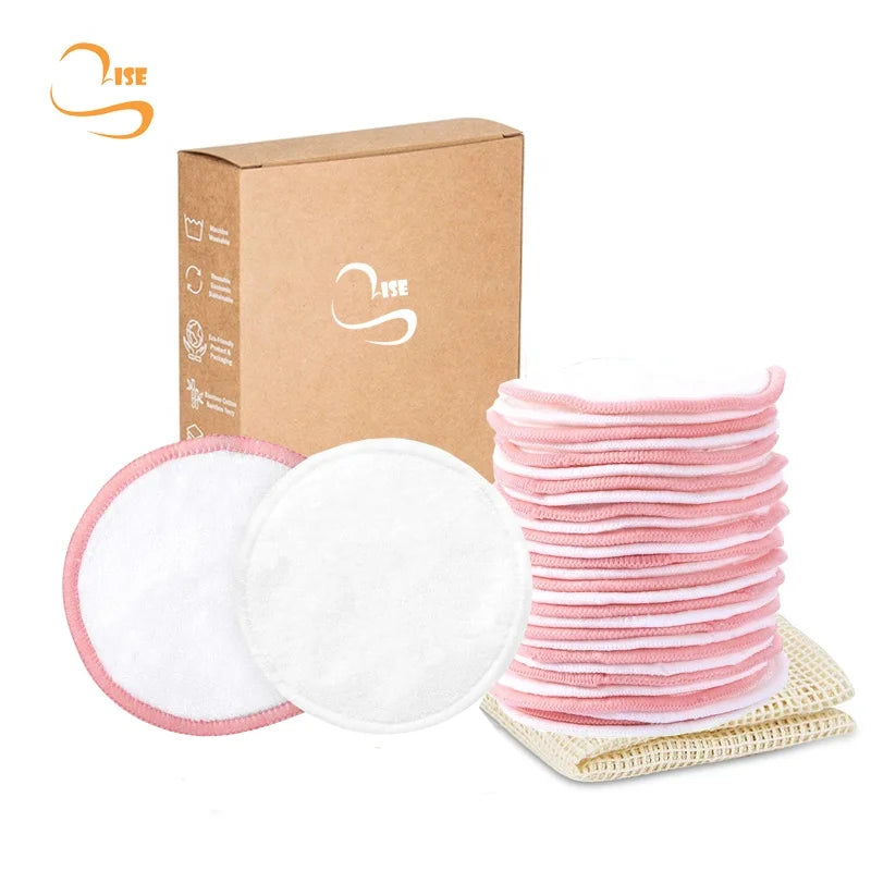 Hot Sale 3.15" Reusable Bamboo Terry Facial Cleansing Pads Chemical Free Soft Bamboo Face Makeup Wipes