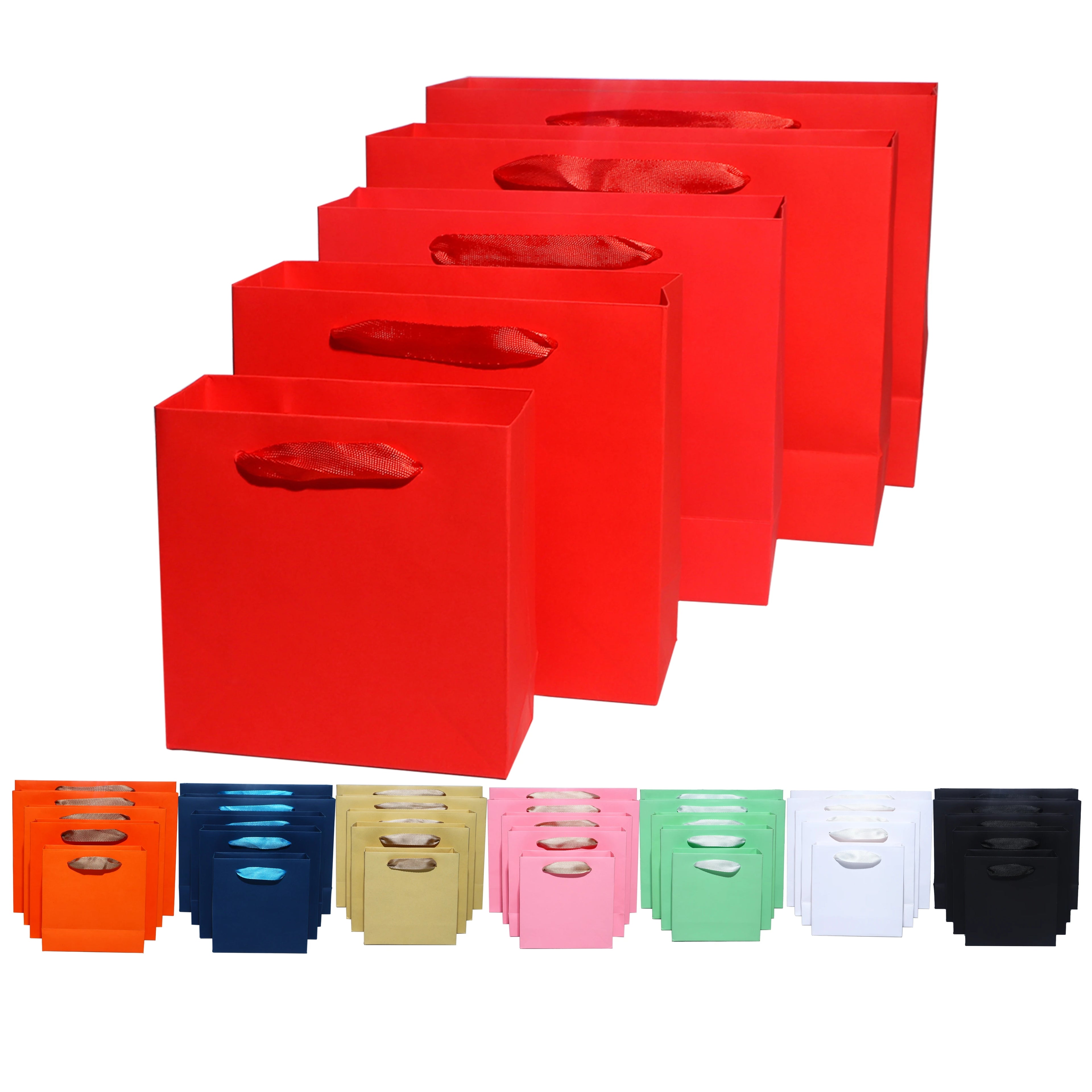 Custom Classic Hot Stamping Paper Gift Bags Handles Reusable Recycled Materials Black Kraft Green Flat Bottom Candle Craft