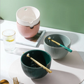 High Quality Large Instant Noodle Bowl with Chopsticks Creative Personality Disposable Ceramic Ramen Soup Bowl Dining Home Use