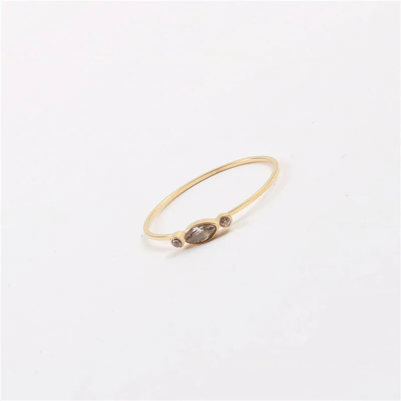 Fenny Jewelry 18K Gold Plated Wholesale No Fade Simple Versatile Dainty Zirconia Stainless Steel Finger Ring Trendy for Women