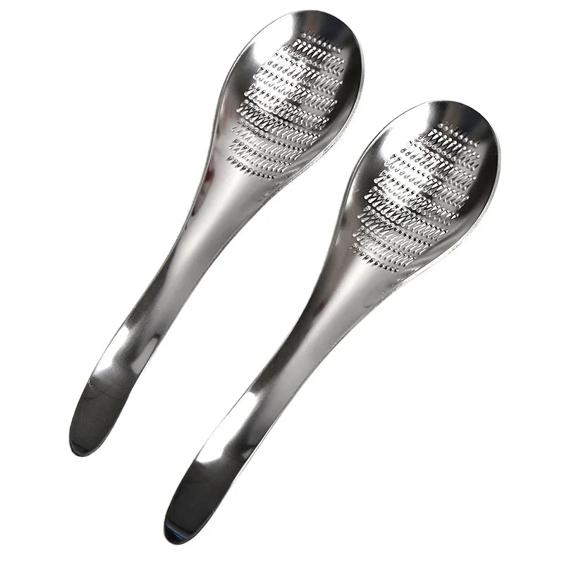 Stainless Steel Garlic Ginger Fruits Root Vegetable Grater Grinder Spoon for Kitchen