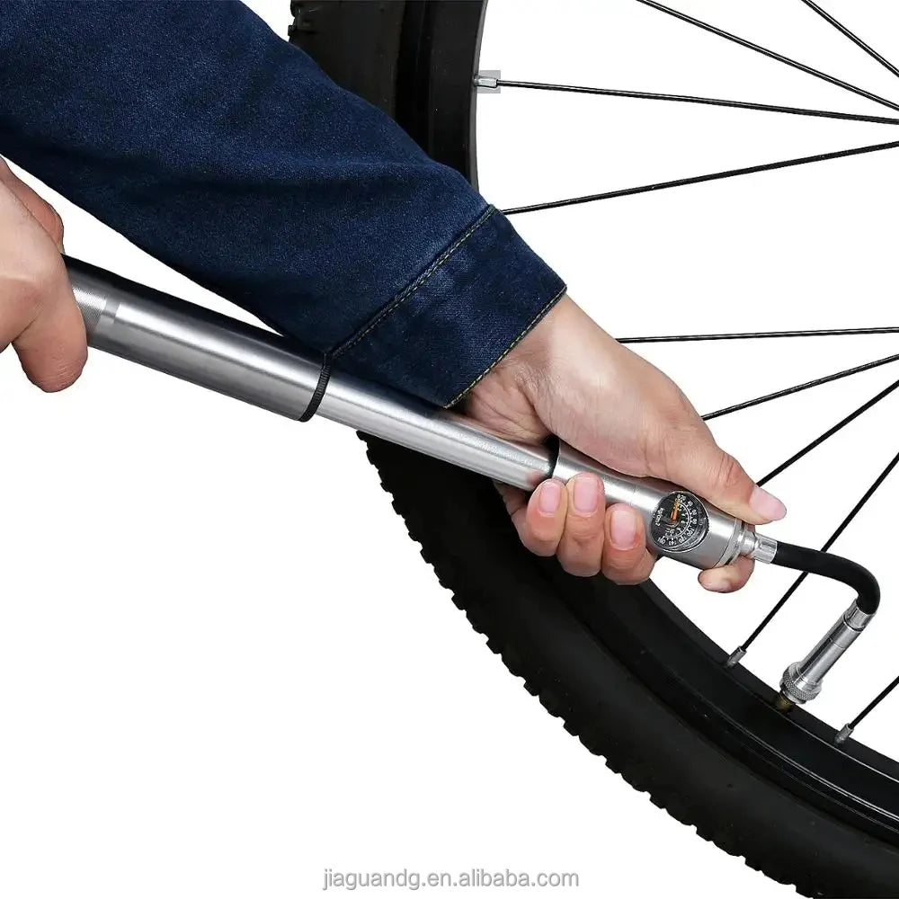 High-Pressure 160 PSI Mini Portable Bicycle Pump Presta Valve Aluminium Small Hand Pump for Bike Tires Air Pressure Gauge