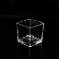 Factory Supplier Wholesale Clear 2oz Glass Square Candle Jars With Bamboo Lid