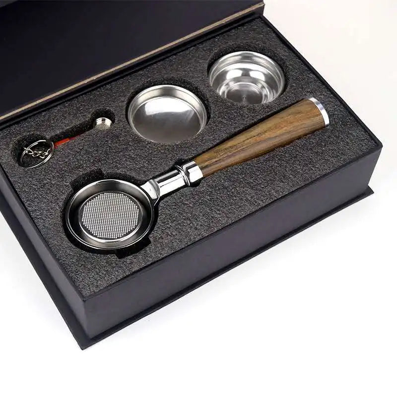Hot Sale 51mm 54mm 58mm Wood Handle Set Stainless Steel Espresso Coffee Bottomless Portafilter