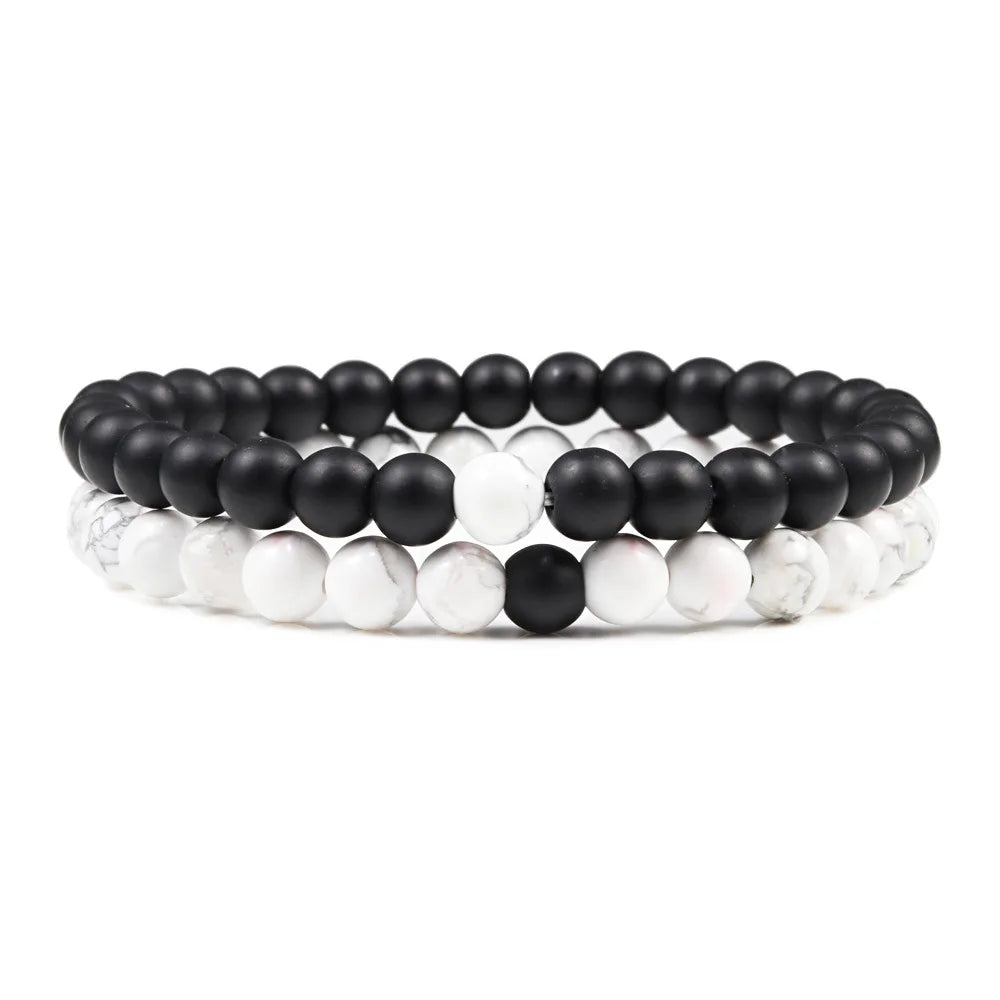 Natural 8 mm Stone Beads Bracelet  Onyx Turquoise for Couple Lover Bracelet ST154