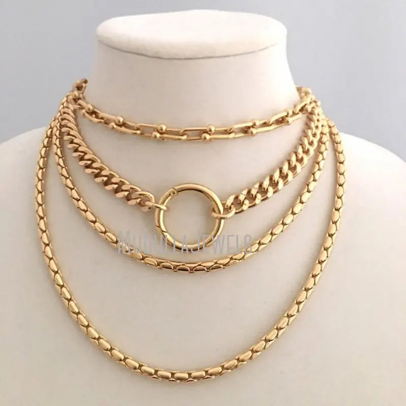 NM35234 Brass Jewelry Dainty Chunky Short Chain Necklace Gold Electroplated Choker Necklace Gift for Her