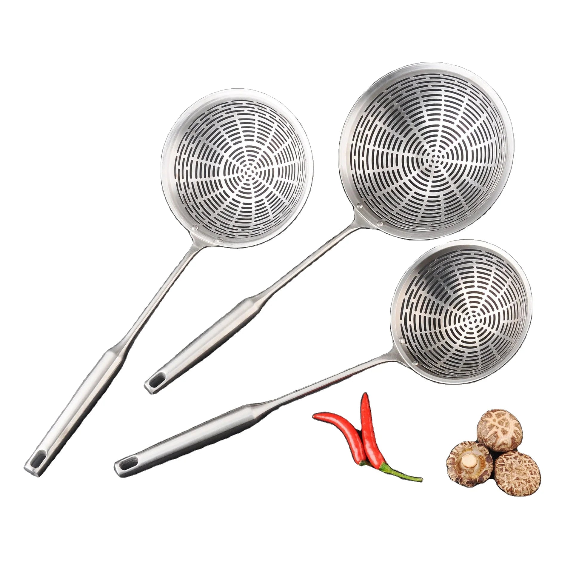 Stainless Steel Hot Pot Strainer Spoon Perforated Skimmer Ladle Noodle Colander for Asian Cooking Kitchen Tool
