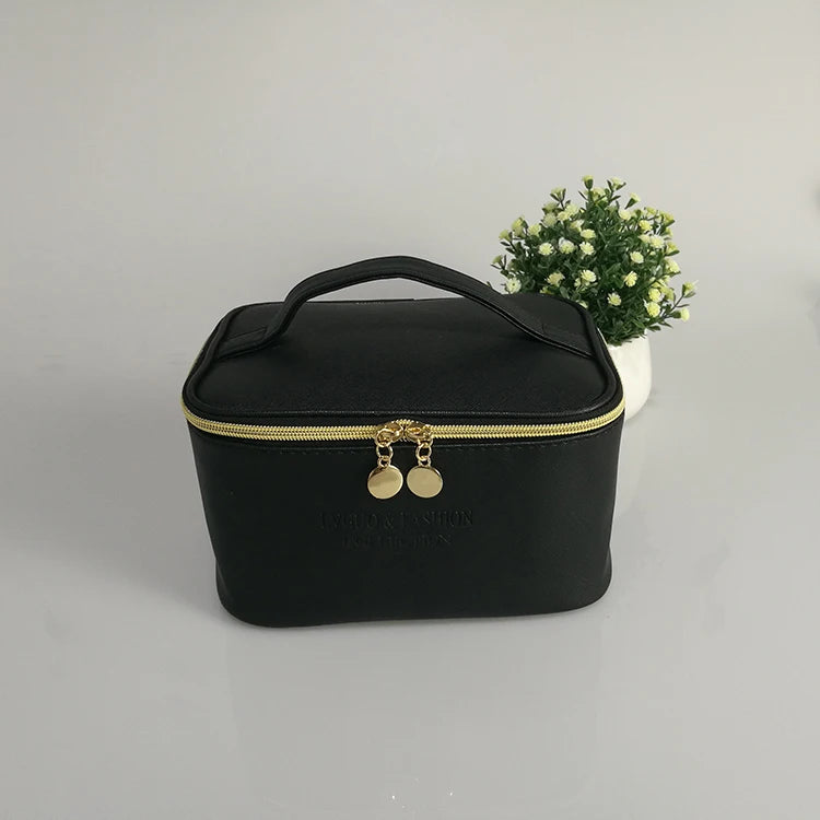 Eco Saffiano PU Leather Cosmetic Bag Small Make up Bags with logo Stamping