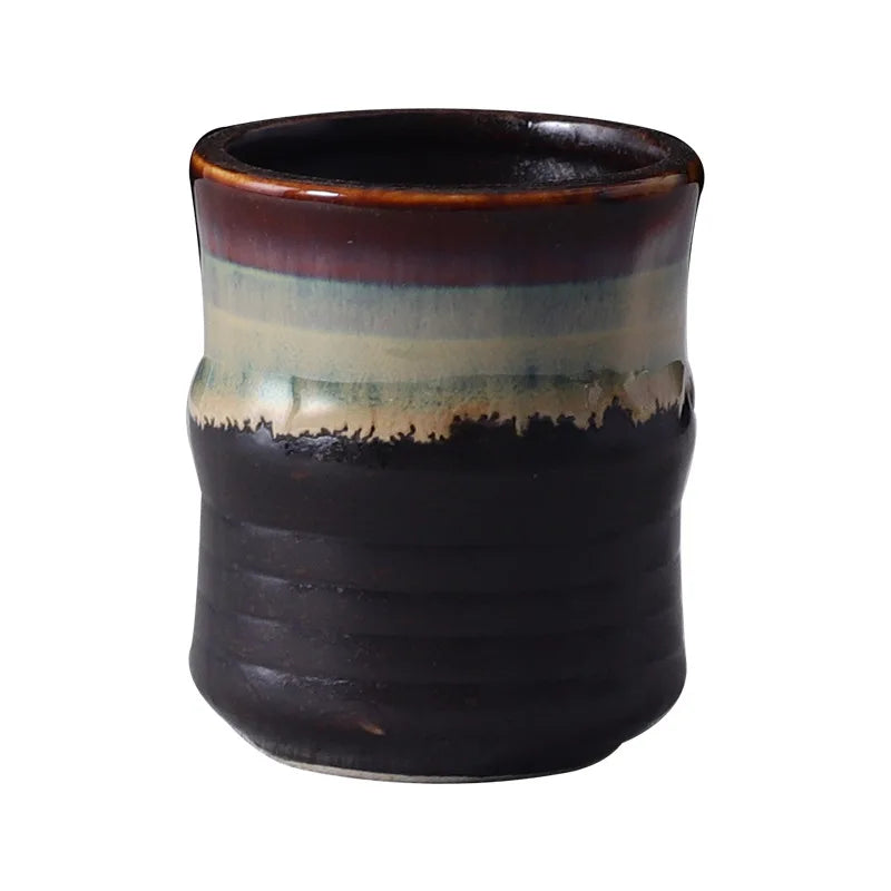 Japanese Sake Cups Asian Porcelain Tea Cups Handleless Pottery Chinese Ceramic Cup for Matcha Tea Green Tea Latte Cappuccino