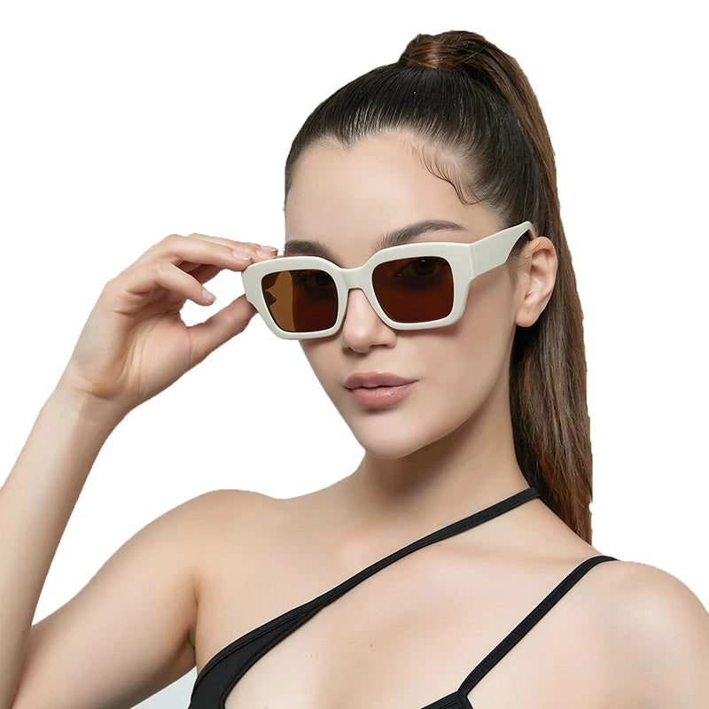 STORY STY3974 INS Fashion Summer Shades Sunglasses Trend 2024 Classic Square Frame Brown White Sun Glasses Men Women