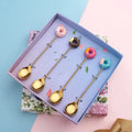 Hot Sale Stainless Steel 430 Gold Plated Lollipop Shaped Dessert Spoon Cute Cutlery for Restaurants and Hotels