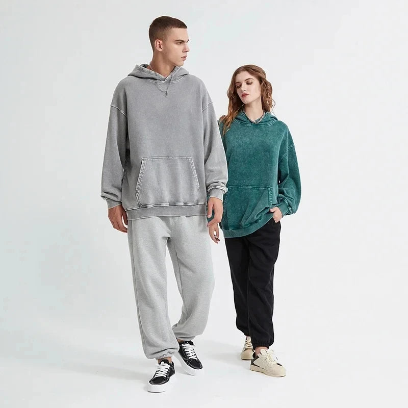 Wholesale Acid Wash Oversized Hoodie Men Pullover Sweatshirt High Quality Custom logo Vintage Y2k Oversized Hoodies Men