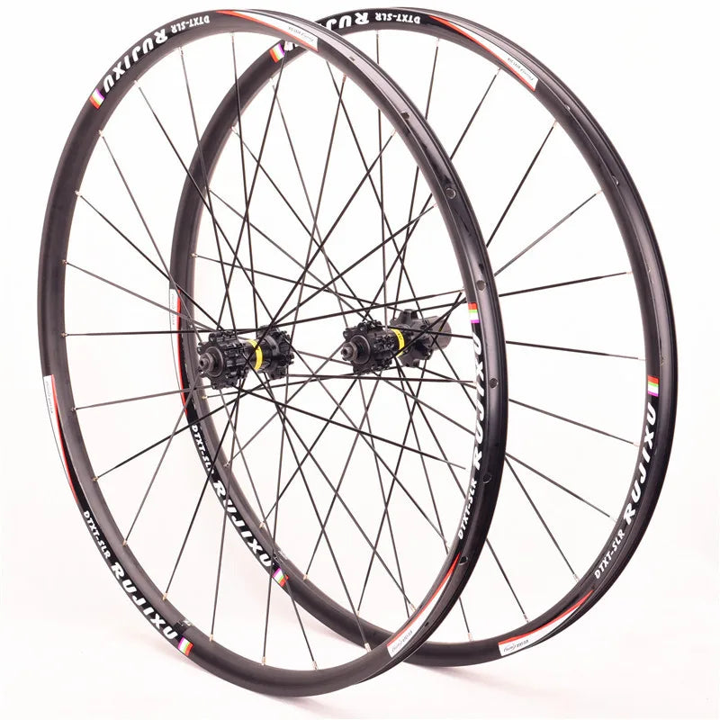 RUJIXU 26/27.5/29 Inch MTB Wheelset Aluminum Alloy Rim 24H Disc Brake Clincher for 7-12Speed Mountain Bike Wheelset