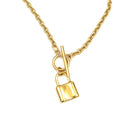 Fashion No Tarnish Stainless Steel Cross Simplicity Padlock Pendant Necklace Clavicular Chain for Jewelry Accessories