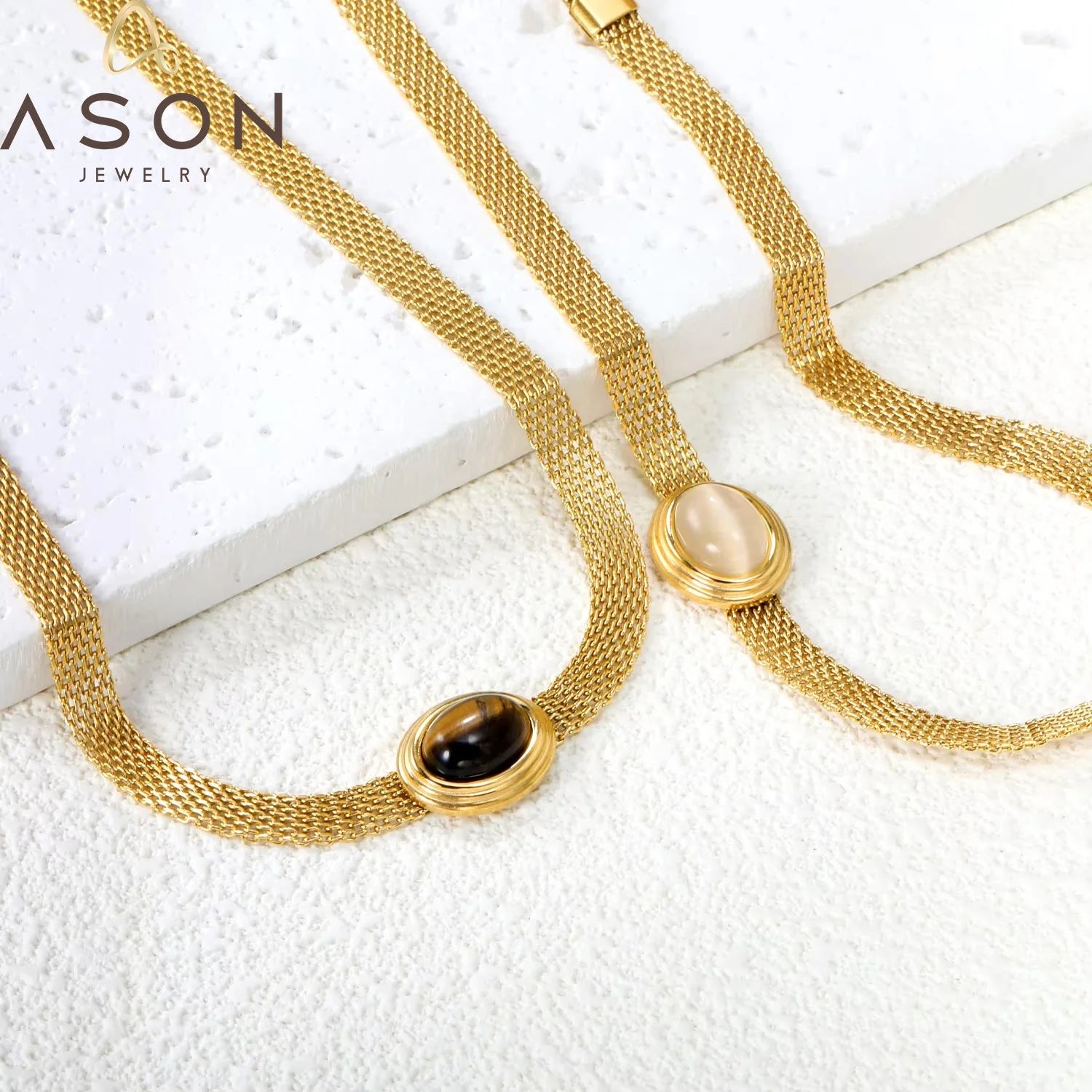 Ason Fashion Stainless Steel 18k Gold Plated Pendant Necklace Wholesale Chunky Chain Necklace for Girls