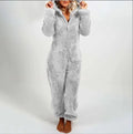 2023 New European and American Autumn and Winter Women's Plush and Thick Plush Jumpsuit Hooded Pajamas